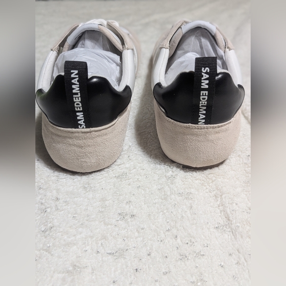 Sam Edelman Zaria Sneakers White Black Suede Lace Up Size 10.5M NIB - Picture 4 of 9